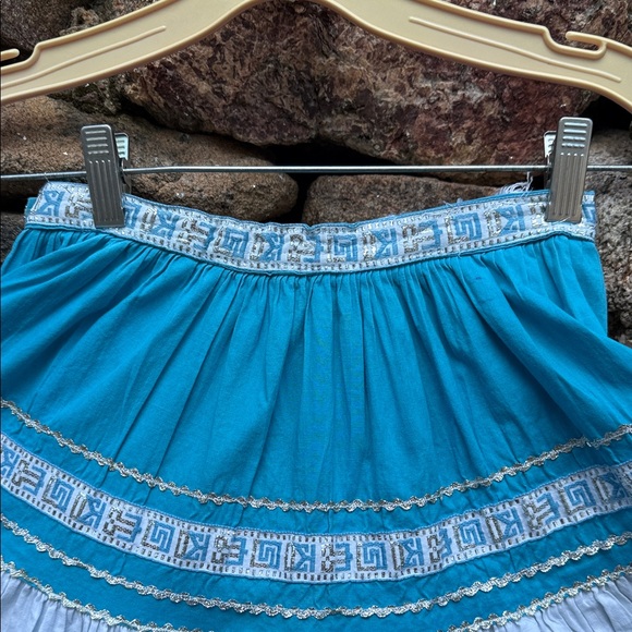 Vintage Vibrant Blue Full-Circle Retro Glam Square Dance Gypsy Midi Skirt - Picture 7 of 16